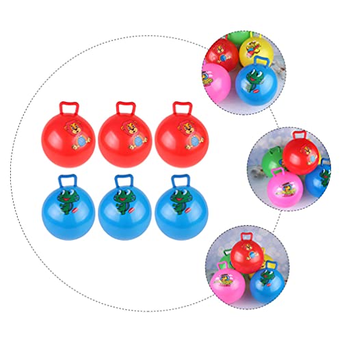 TOYANDONA 6 Uds. Pelota Saltarina para Niños con Mango Bola Saltarina con Patrón de Rana León Juguetes Inflables para Niños 22Cm ( Patrón Aleatorio )