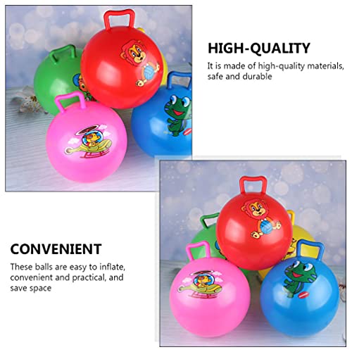 TOYANDONA 6 Uds. Pelota Saltarina para Niños con Mango Bola Saltarina con Patrón de Rana León Juguetes Inflables para Niños 22Cm ( Patrón Aleatorio )