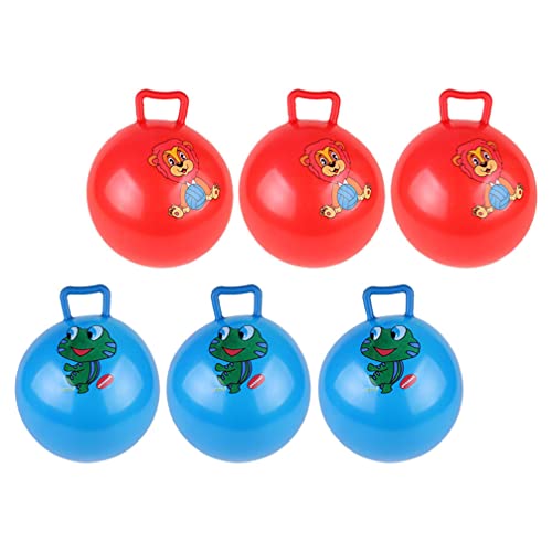 TOYANDONA 6 Uds. Pelota Saltarina para Niños con Mango Bola Saltarina con Patrón de Rana León Juguetes Inflables para Niños 22Cm ( Patrón Aleatorio )