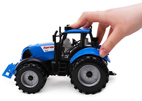 ToylandⓇ Trattore agricolo motorizzato con attrito 22cm x 12cm cofano apribile - BLU