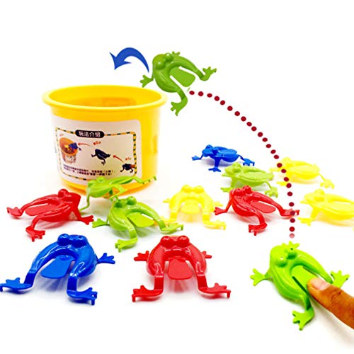 Toyvian 12 Piezas de Juguete de Salto de Rana Presionando con Los Dedos Divertidos Juguetes de Rana Que Rebotan Ranas de Novedad para Niños con Un Cubo