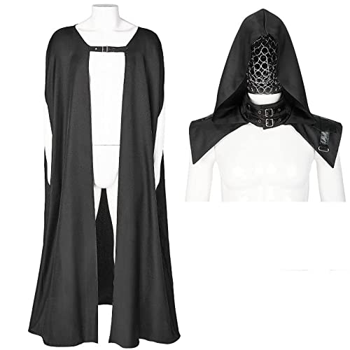 Traje con capucha para hombre, traje de caballero, traje Retro gótico de Halloween, Cosplay, traje negro, Túnica de mago (S,Azul)