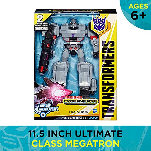 Transformers Toys Cyberverse Action Attackers Ultimate Class Megatron Figura de acción – Fusión repetible Mega Shot Ataque de acción – Para niños de 6 años en adelante, 11.5 pulgadas