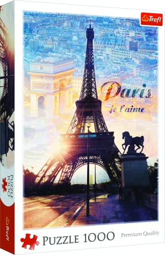 Trefl, Puzzles, París al Amanecer, de 1000 Piezas, Francia, Capitales Europeas, Vista a la Torre Eiffel, Arco de Triunfo, Rompecabezas DIY, Pasatiempo Creativo, Regalo