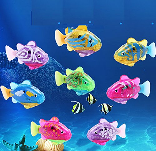 Twshiny Robofish - Juego de 4 juguetes de pescado activados con pilas, regalo infantil