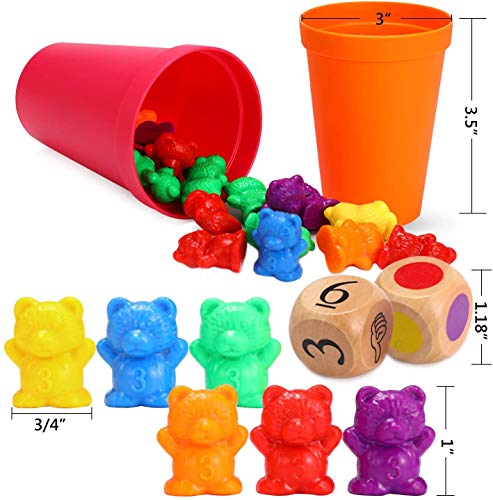 Ucradle Juguete para Contar 71 Piezas, Contando con los Osos de Colores Juguete para Aprender Colore con Matemáticas Osito Conteo Juguete Educativo Juego de Combinación de Colores