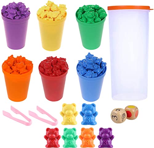 Ucradle Juguete para Contar 71 Piezas, Contando con los Osos de Colores Juguete para Aprender Colore con Matemáticas Osito Conteo Juguete Educativo Juego de Combinación de Colores