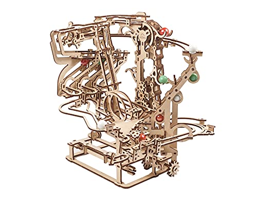 UGEARS Puzzle 3D de Circuito de Canicas - Carrera de Canicas - Pista de Canicas para Niños - Maquetas de Madera y Puzzles 3D - Modelos Mecánicos y maquetas para Construir para Adultos - Marble Run