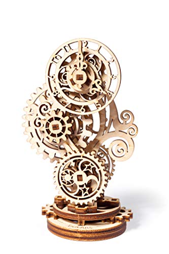 UGEARS Steampunk Reloj - 3D Rompecabezas de Madera - Juego de construcción de Reloj de Madera Modelo mecánico - Kit Modelo de Bricolaje para Adultos Niños y niños - Hermosos Muebles para el hogar