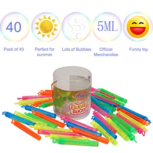 Ulikey 40 PCS Pompas de Jabón de 5 Colores Varitas, Varita de Burbuja, Tubos para Crear Burbujas de Jabon, Surtidos Pompas Jabon para Favores De Fiesta, Juguetes para Niños Exterior Interior