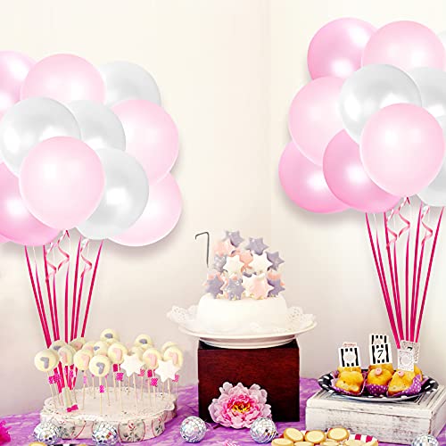 Unisun Globos de fiesta, 30 globos de látex de 30 cm, color blanco rosa claro, 3 combinaciones de colores para cumpleaños, boda, decoración de aniversario (10 de cada color | blanco, rosa, rosa claro)