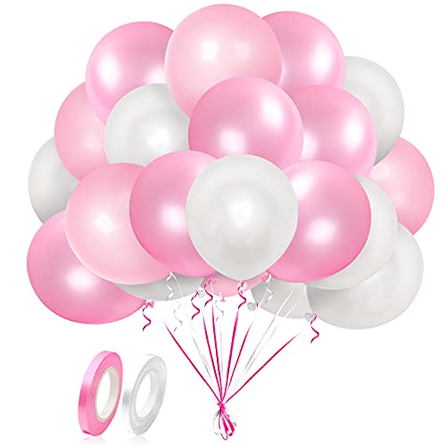 Unisun Globos de fiesta, 30 globos de látex de 30 cm, color blanco rosa claro, 3 combinaciones de colores para cumpleaños, boda, decoración de aniversario (10 de cada color | blanco, rosa, rosa claro)