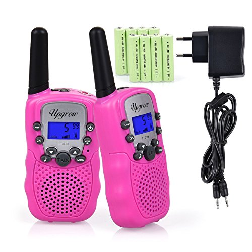 Upgrow Walkie Talkies Recargables, Juguetes para niños, Walkie-Talkies T-388 con Pilas, Radio de 2 vías con Linterna, Juguetes y Regalos para niños de 4 a 12 años