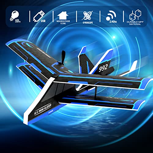 Ushining Avión de Control Remoto, Avión RC Recargable de 2,4 GHz con Giroscopio Incorporado Material Ligero y Duradero, Fácil de Volar, Regalos Juguete para 8 a 14 Años Niños y Niñas (992)