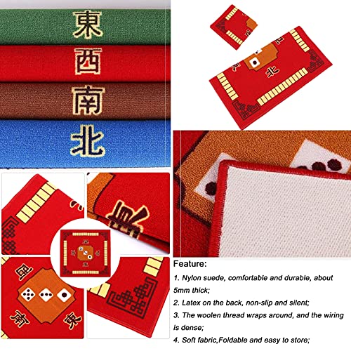 Uziqueif Alfombrilla Cuadrada Mahjong para Mesa de póquer, Juegos de Cartas,Mesa, dominó, Alfombrilla Mahjong para Fiestas Familiares, Accesorios para Juegos, Eliminar el Ruido,Grün a,88 * 88cm