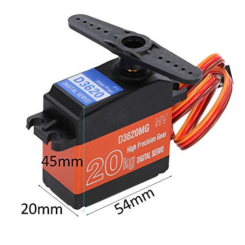 V GEBY RC Servo, RC Airplane Boat Car 20kg Impermeable High Torque 180 ° Metal Gear Digital Servo