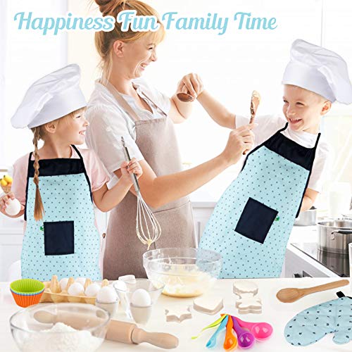 Vanmor Gorro Cocinero Niño Delantal Niña Navidad Juguetes Niño 3-8 Años, 26 Pcs Kits Repostería con Molde para Hornear Delantal Niño Accesorios Cocina Juguetes Madera Infantil, Regalo Niño 3-8 Años