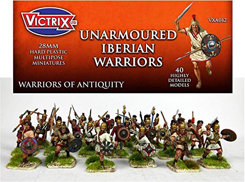 Victrix VXA012 - Antiguos Guerreros Ibéricos Sin Armadura - Conjunto De 40 Figuras - Miniaturas De Plástico De 28 mm - Guerrero De La Antigüedad - Cartago - Aníbal