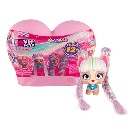 VIP PETS Mini Fans , Muñeca mini perrita Sorpresa coleccionables con Pelo largo para peinar y Accesorios , Juguete y regalo para niños y niñas +3 Años