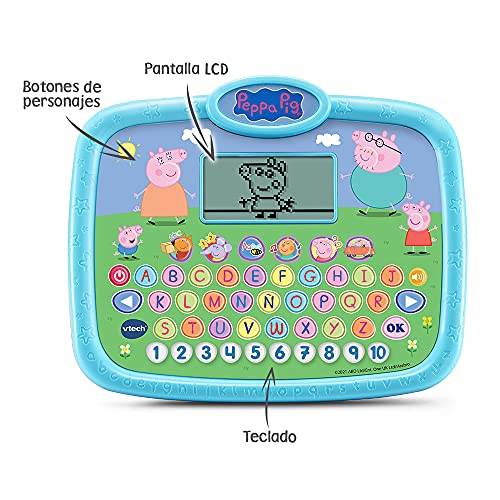 VTech Tablet Peppa Pig, Juguete Educativo para niños +3 años, aprende Las Letras y los números, versión ESP (3480-610422), Color (3480-546622)