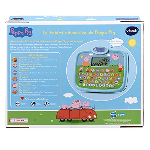 VTech Tablet Peppa Pig, Juguete Educativo para niños +3 años, aprende Las Letras y los números, versión ESP (3480-610422), Color (3480-546622)