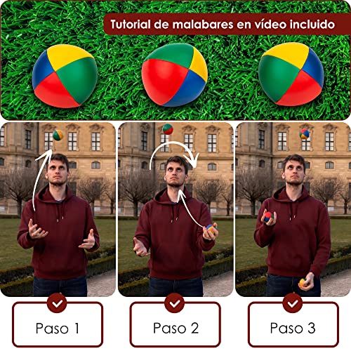 Weidebach Juego de 3 Pelotas de Malabares de Calidad Ø 67 mm y 130 g de Peso - Bolas de Malabares, con Relleno de granulado Insensible al Agua y Cuero Artificial Duradero, Juego de Malabares