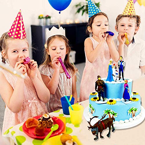 WENTS Princesa congelada Cake Topper Mini Juego de Figuras Niños Mini Juguetes Baby Shower Fiesta de cumpleaños Pastel Decoración Suministros 6 Piezas
