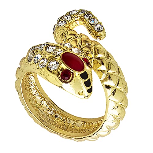 WIDMANN 03572 ? Anillo forma de serpiente de oro con piedras, accesorio disfraz, adulto