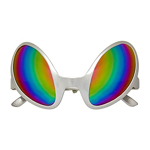 WIDMANN Widmann-68596 68596 – Gafas de alien, plata con cristales de colores, espacio espacial, carnaval, fiesta temática, multicolor, talla única