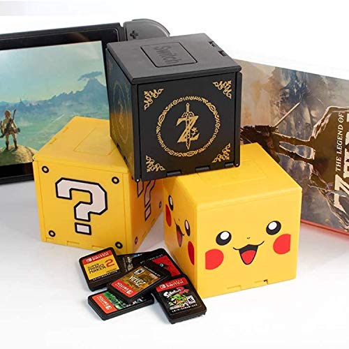 WIKEA Estuche para Tarjeta de Memoria Nintendo Switch, portatarjetas para Videojuegos con 16 Ranuras para Tarjetas (Zelda Negro)