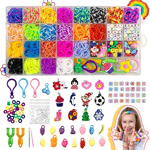 WOGOPRO Pulseras Gomas, 2000+ Gomas para Hacer Pulseras Elasticas 23 Colores, Bricolaje Manualidad para Niños de Pulseras y Collares, loom Bands Set para Pulseras