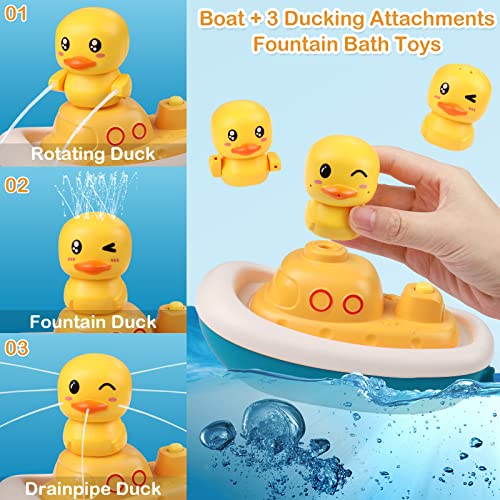 WolinTek Juguetes de baño para bebés Ducha eléctrica con 4 Patos Juguetes Baño,Juguetes Bañera Duchas de Baño Juguete Bañeras para Bebes Patos Juegos Educativos,Cabezal de Ducha de baño para Niños