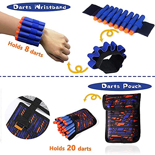 WORKER Chaleco táctico para niños Nerf Guns N-Strike Elite Serie con 40 bolas de recambio, 2 clips de recarga, bolsa de dardos, máscaras tácticas, pulsera de mano y gafas de protección para niños