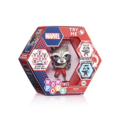 WOW! PODS Guardianes de la Galaxia - Rocket | Figura de Cabeza de Bobble iluminada de superhéroe | Juguetes y Regalos Oficiales de Marvel coleccionables