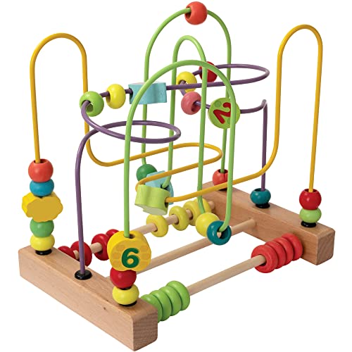 Wowow Toys Posavasos de cuentas| Laberinto de cuentas de madera con ábaco de madera Juguetes de actividades y desarrollo temprano para niños Trona para niñas pequeñas Niños de 18 meses en adelante