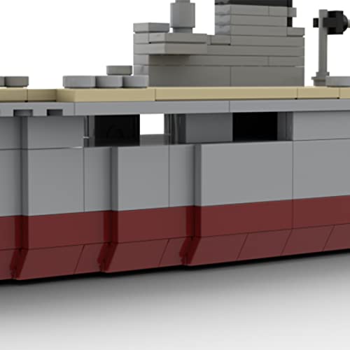 WWEI Maqueta de portaaviones de ingeniería, 1062 bloques de construcción 1:500 WW2 Gran Barco de Guerra Barcos Bausteine, diseñado por Brickshipsdesigns, compatible con Lego