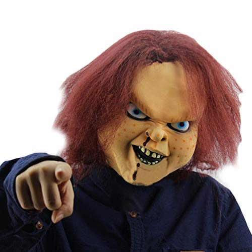 Xinwcanga Máscara De Terror De Halloween Látex con Diseño de Chucky The Killer Doll (Rojo, Talla única)