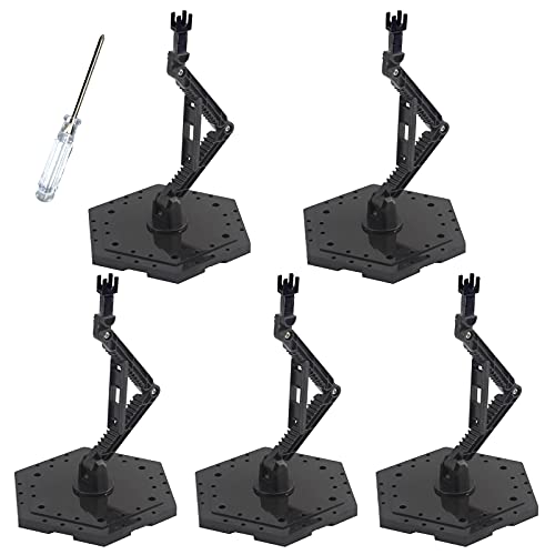 XISTEST Hobby Action Base, soporte para modelos, soporte de exhibición compatible con Gundam HG RG 1/144, modelos de figuras de escala, color negro (5 piezas)