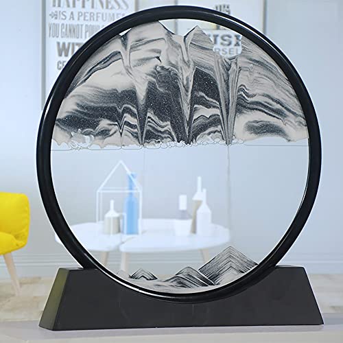 YAIHE Moving Sand Art Picture Round Frame Sandscapes in Motion Fluyendo arte Blue Ocean Deep Sea Sand Art creation Relajante Juguete Concentración de escritorio