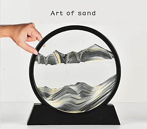 YAIHE Moving Sand Art Picture Round Frame Sandscapes in Motion Fluyendo arte Blue Ocean Deep Sea Sand Art creation Relajante Juguete Concentración de escritorio