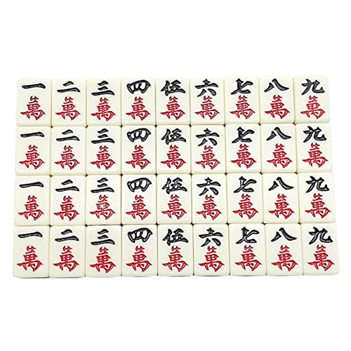 Yatoiasu Juego de Mahjong Chino - 144 Mini fichas Blancas grabadas para reuniones Familiares | para el Juego de Estilo Chino, el Tiempo de Ocio Familiar