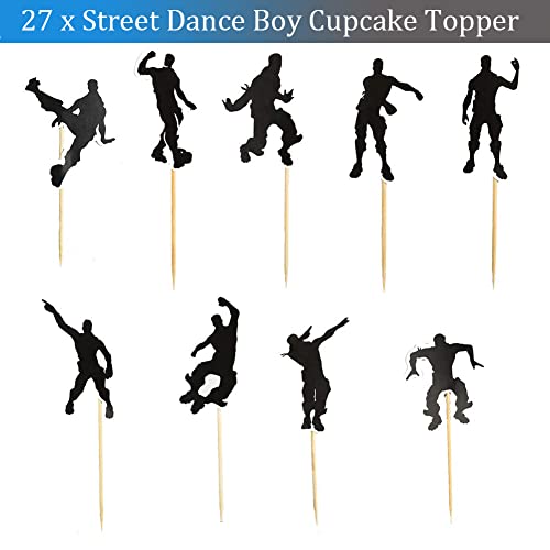 YGCHEN Happy Birthday Cake Topper Videojuegos Decoracion Tarta Gaming Cumpleaños Street Dance Cupcake Toppers para Suministros de Fiesta Temática de Juegos, 28 Piezas