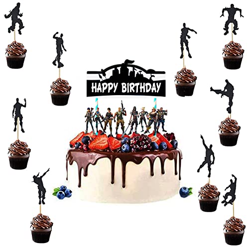 YGCHEN Happy Birthday Cake Topper Videojuegos Decoracion Tarta Gaming Cumpleaños Street Dance Cupcake Toppers para Suministros de Fiesta Temática de Juegos, 28 Piezas