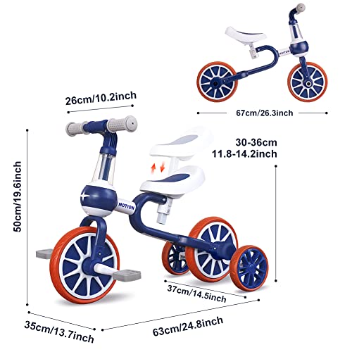 YGJT YGJT Triciclo Bebe Bicicleta Niño 1-4 Años Correpasillos de Equilibrio 3 en 1 Triciclos Bebes con Pedales con 4 Ruedas para Niños Regalos Originales Niña Cumpleaños (Azul)