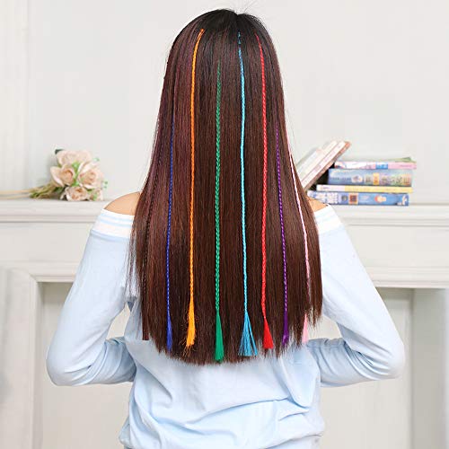 YGSAT 24pcs de Cabello Trenzado de Nylon Extensiones de Trenzas de Cabello para Accesorios de Fiesta de Cumpleaños y Accesorios para el Cabello para Niños/6 Colores