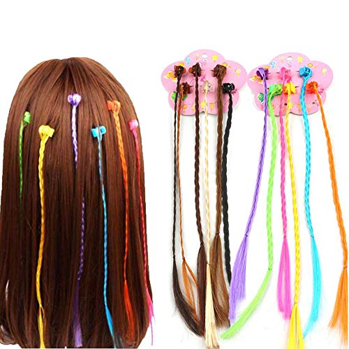 YGSAT 24pcs de Cabello Trenzado de Nylon Extensiones de Trenzas de Cabello para Accesorios de Fiesta de Cumpleaños y Accesorios para el Cabello para Niños/6 Colores