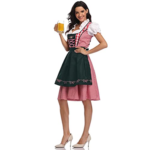 YIPUTONG Disfraz de Oktoberfest para Mujer, Vestido de sirvienta bávara, Vestidos de niña de Cerveza, Disfraces de Carnaval, Vestido Dirndl, Traje Divertido de sirvienta de Estilo étnico