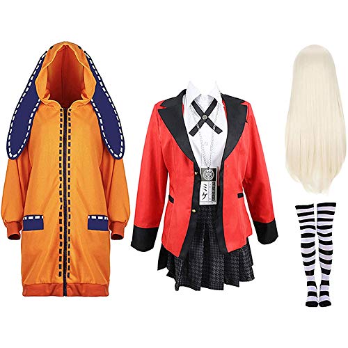 YMMONLIA Kakegurui Jabami Yumeko Disfraces Yomoduki Runa Naranja Conejo Abrigo Largo Cosplay Señoras Niña Linda Chaqueta con Capucha