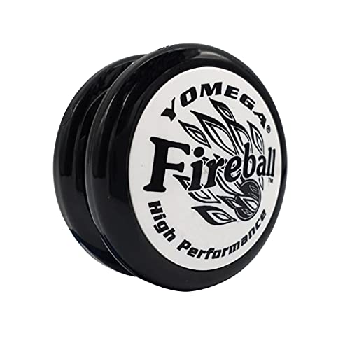 Yomega Fireball - Yoyó transeje de Respuesta Profesional, Ideal para niños y Principiantes Que Quieren Hacer Trucos como los Profesionales + 2 cueras Extra (Negro)