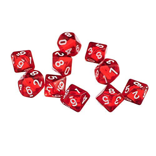 Yourandoll Dados poliédricos D10 (0 – 9), dados para DND RPG, Dungeons & Dragons (10 unidades)